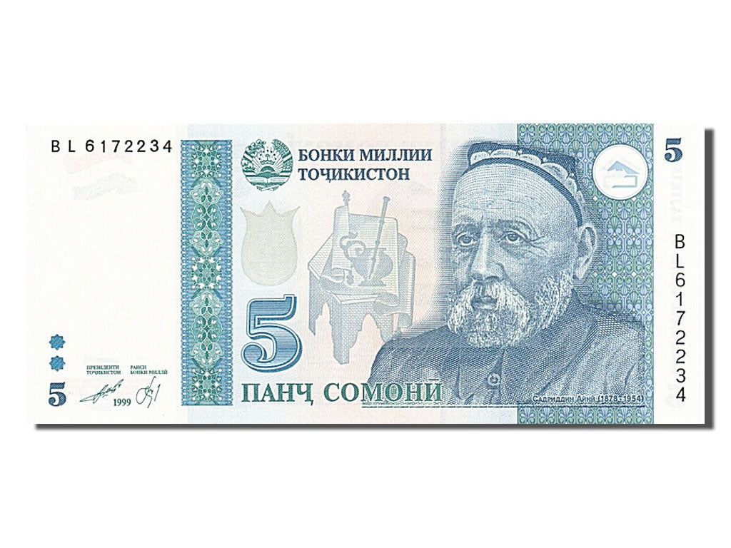 Billet, Tajikistan, 5 Somoni, 1999, NEUF