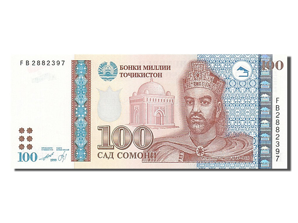 Biljet, Tajikistan, 100 Somoni, 1999, NIEUW