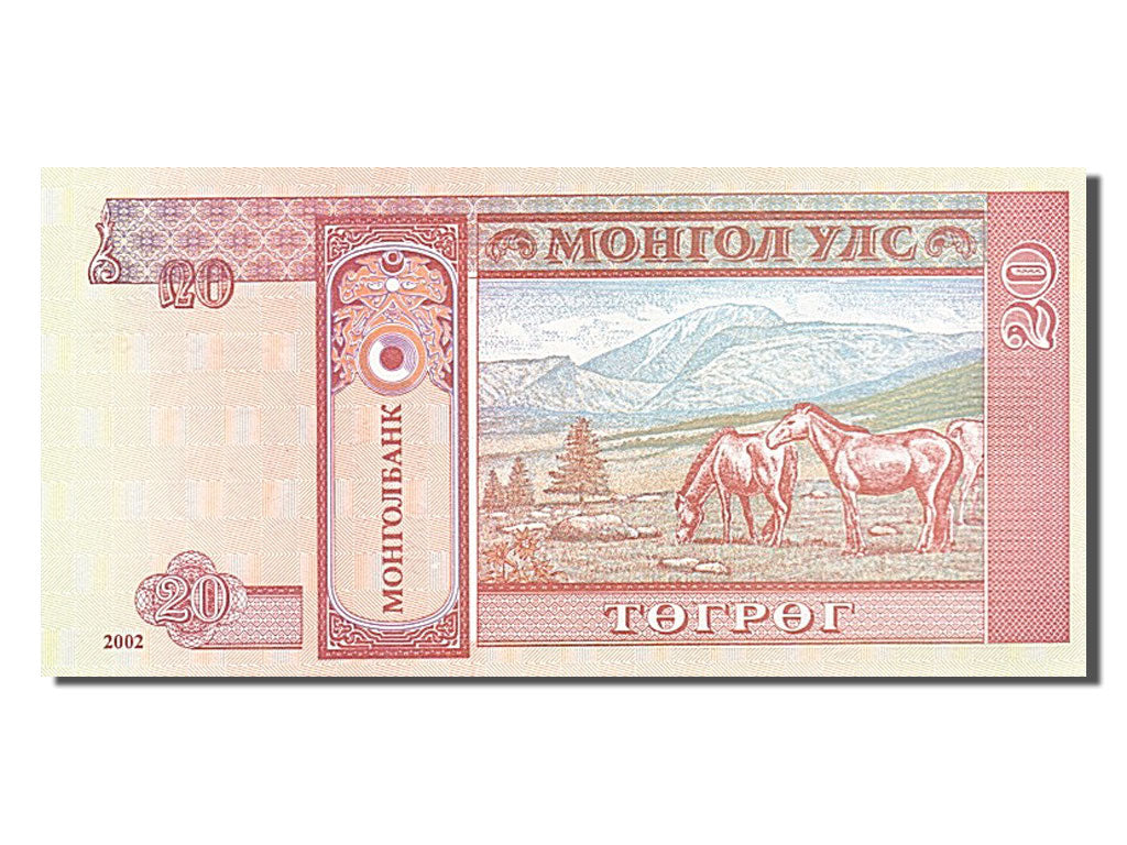Geldschein, Mongolei, 20 Tugrik, 2002, UNZ
