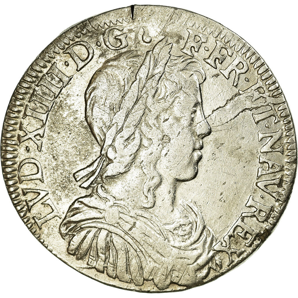 Francia, Louis XIV, 1/2 Ecu, 1/2 Écu à la mèche longue, 1652, Limoges, Plata