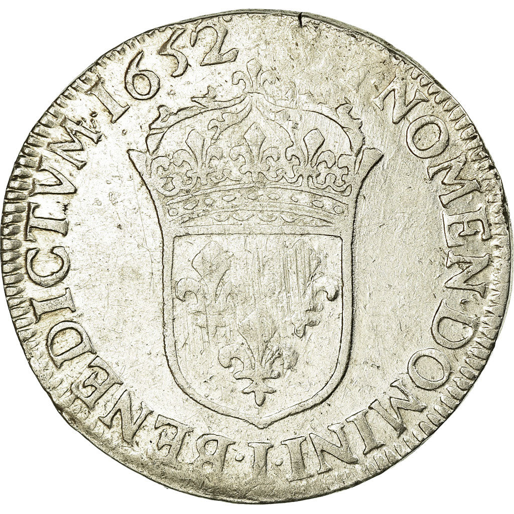 Francia, Louis XIV, 1/2 Ecu, 1/2 Écu à la mèche longue, 1652, Limoges, Plata