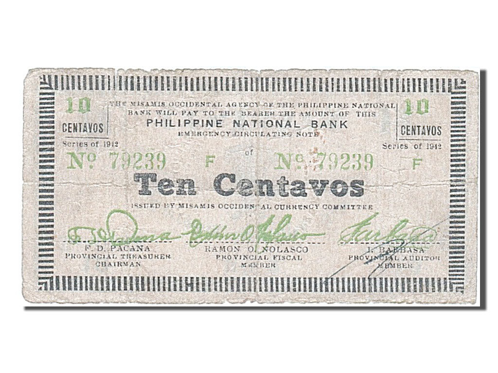 Banknote, Philippines, 10 Centavos, 1942, VF(20-25)
