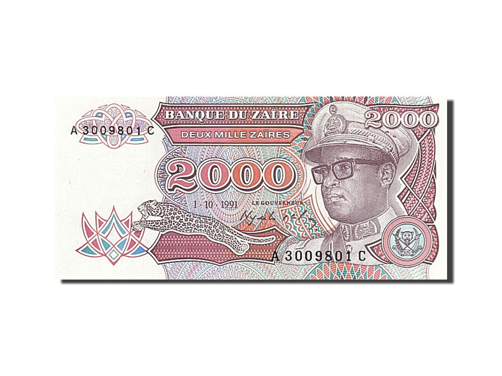 Banknote, Zaire, 2000 Zaïres, 1991, 1991-10-01, UNC(65-70)