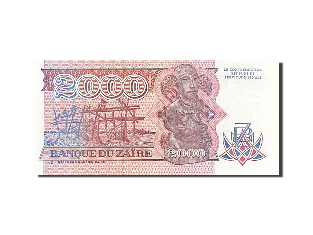 Banknote, Zaire, 2000 Zaïres, 1991, 1991-10-01, UNC(65-70)