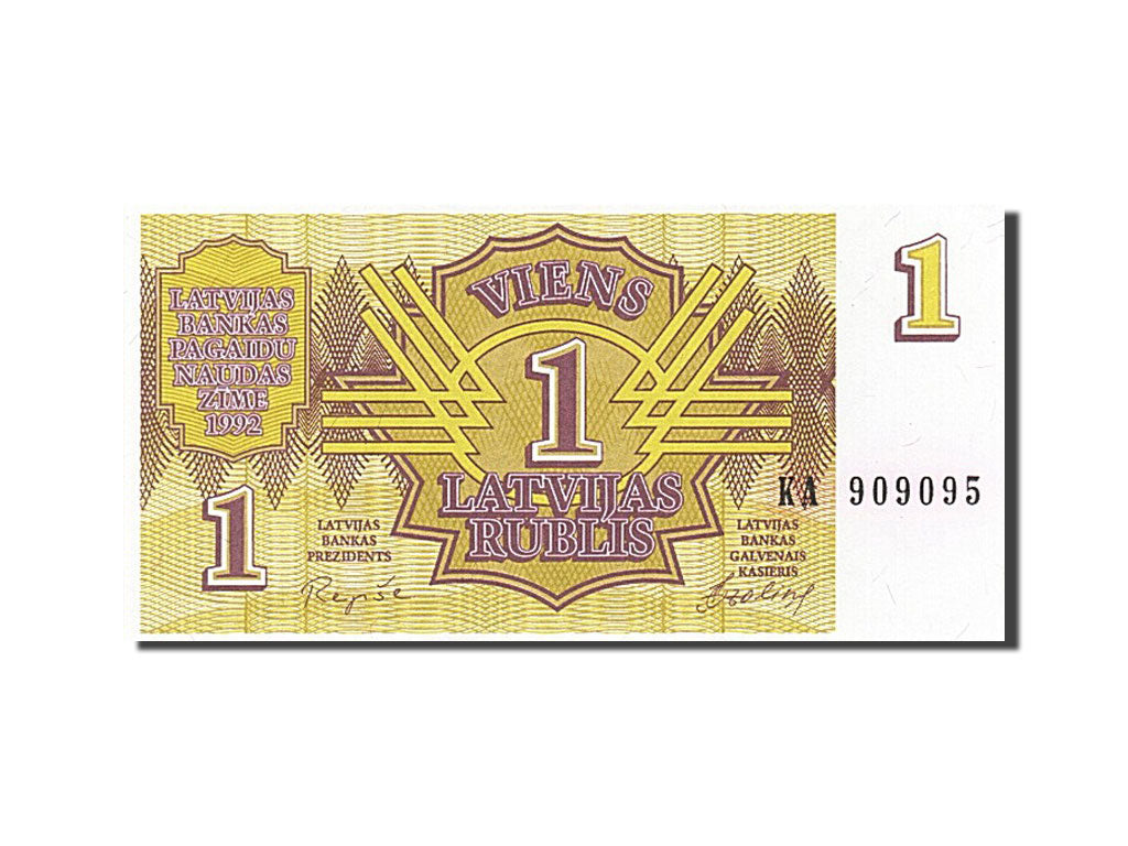 Billet, Latvia, 1 Rublis, 1992, NEUF