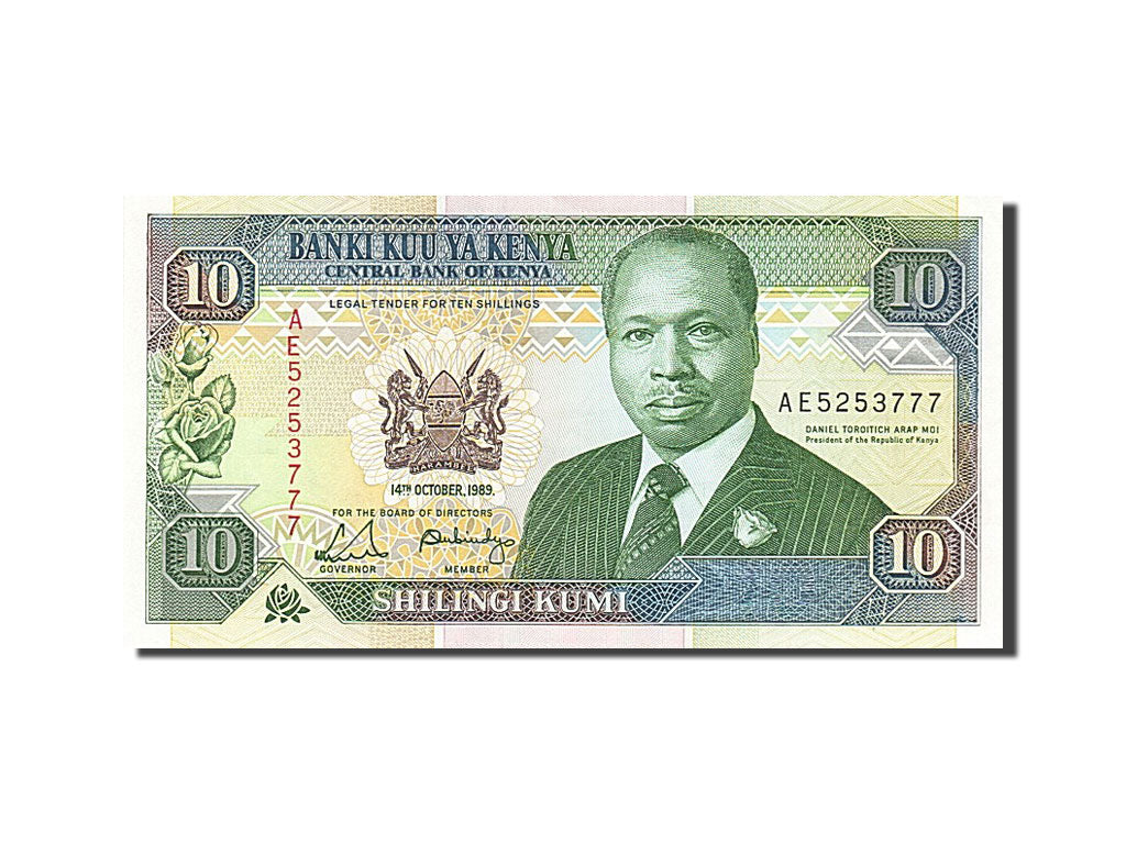 Billet, Kenya, 10 Shillings, 1989, 1989-10-14, NEUF
