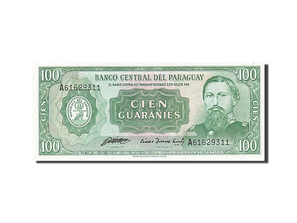 Banknote, Paraguay, 100 Guaranies, 1952, UNC(65-70)