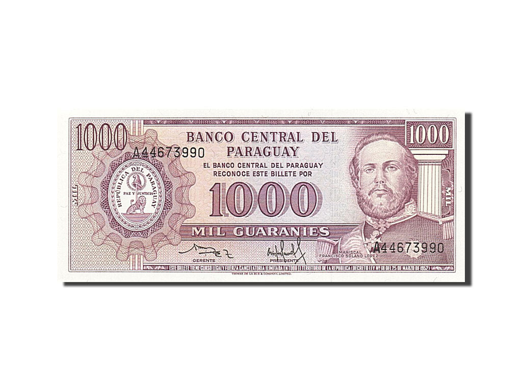 Banknote, Paraguay, 1000 Guaranies, 1952, UNC(65-70)
