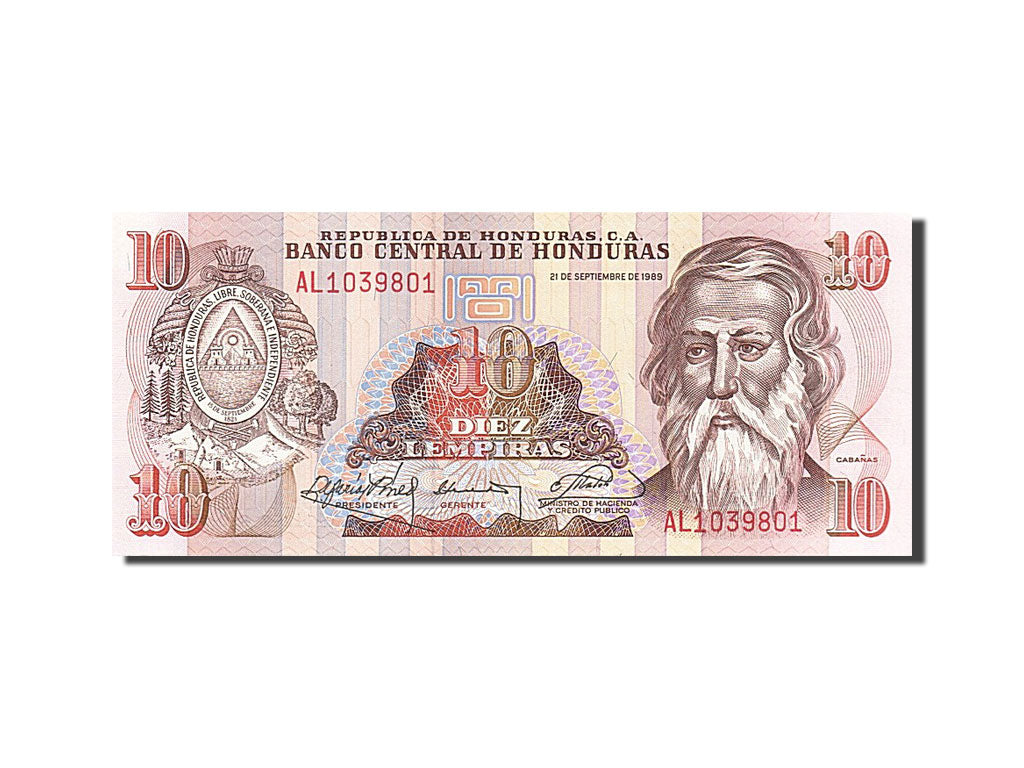 Billet, Honduras, 10 Lempiras, 1989, 1989-09-21, NEUF