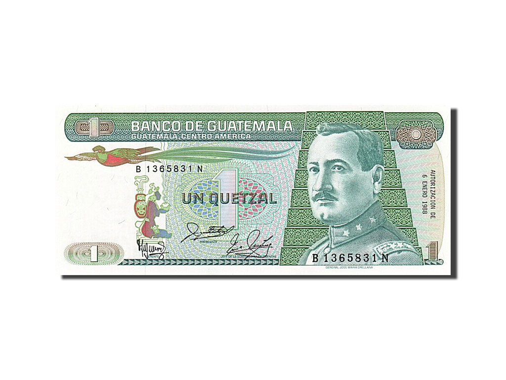 Banknote, Guatemala, 1 Quetzal, 1988, 1988-01-06, UNC(65-70)