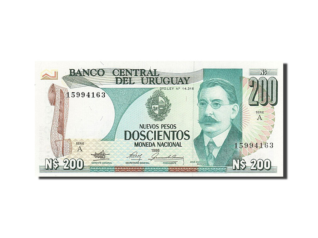 Billete, 200 Nuevos Pesos, 1986, Uruguay, UNC