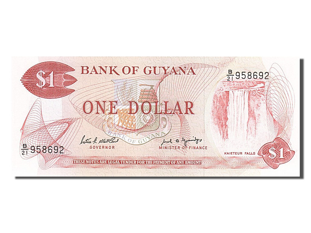 Biljet, Guyana, 1 Dollar, 1989, NIEUW