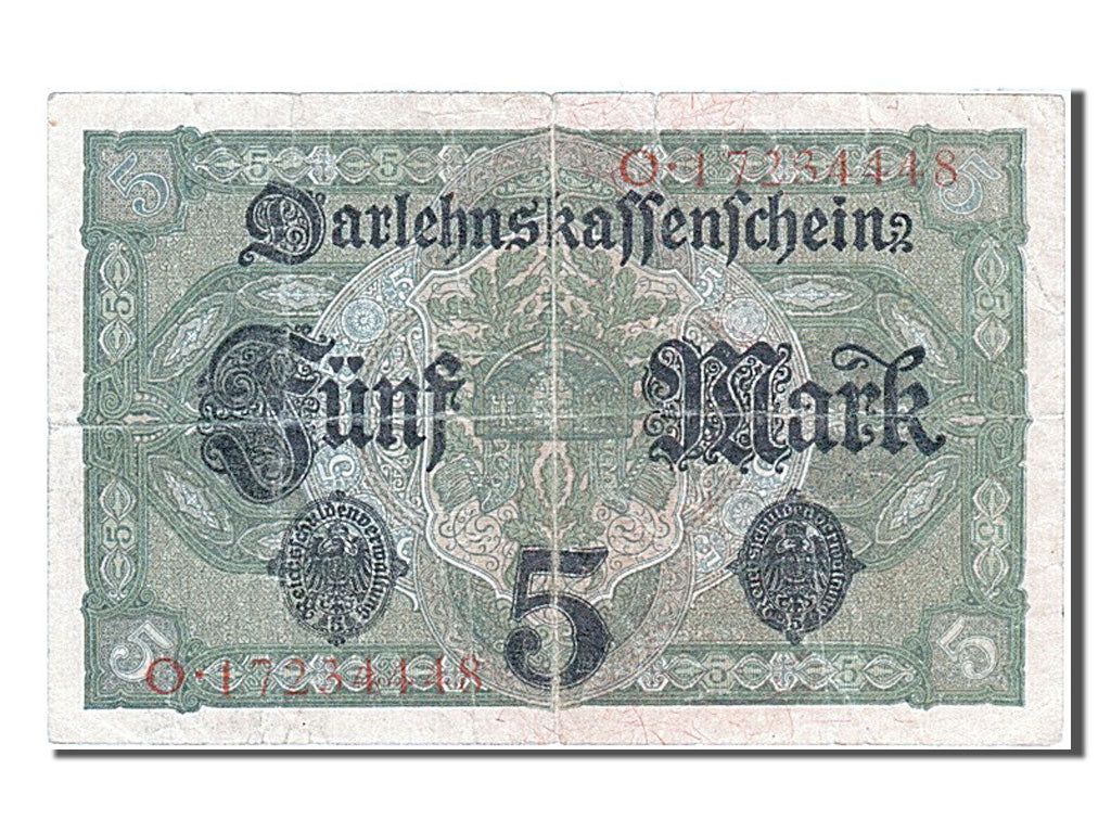 Banconote, Germania, 5 Mark, 1917, 1917-08-01, MB+