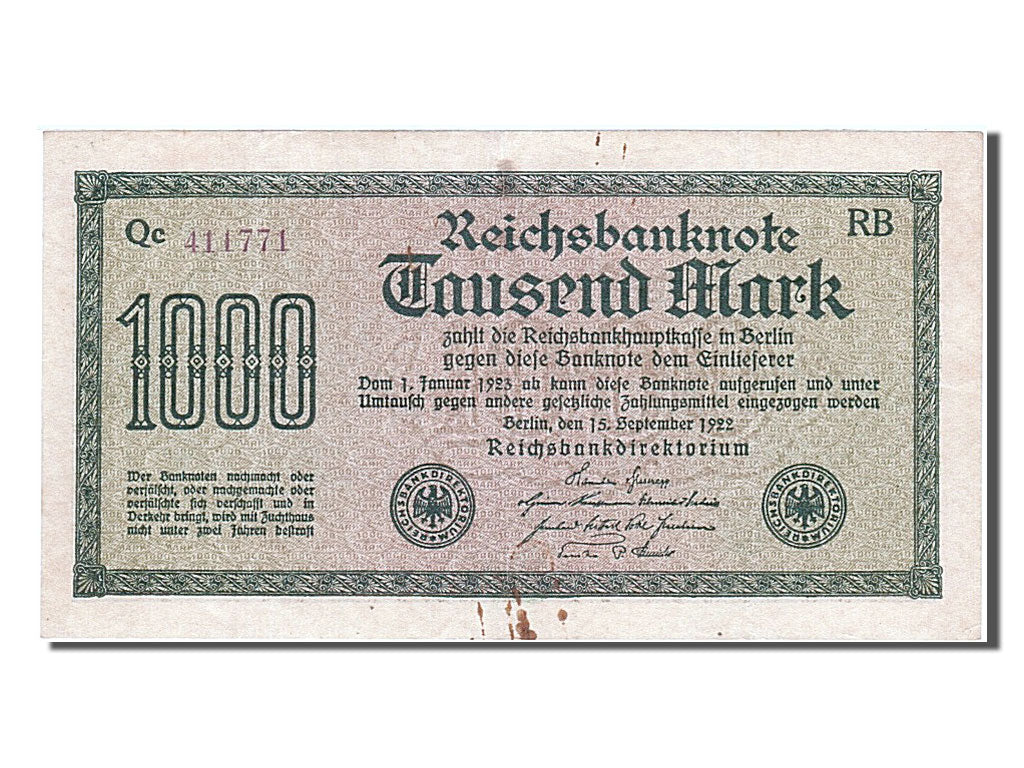 Banknote, Germany, 1000 Mark, 1922, 1922-09-15, AU(55-58)