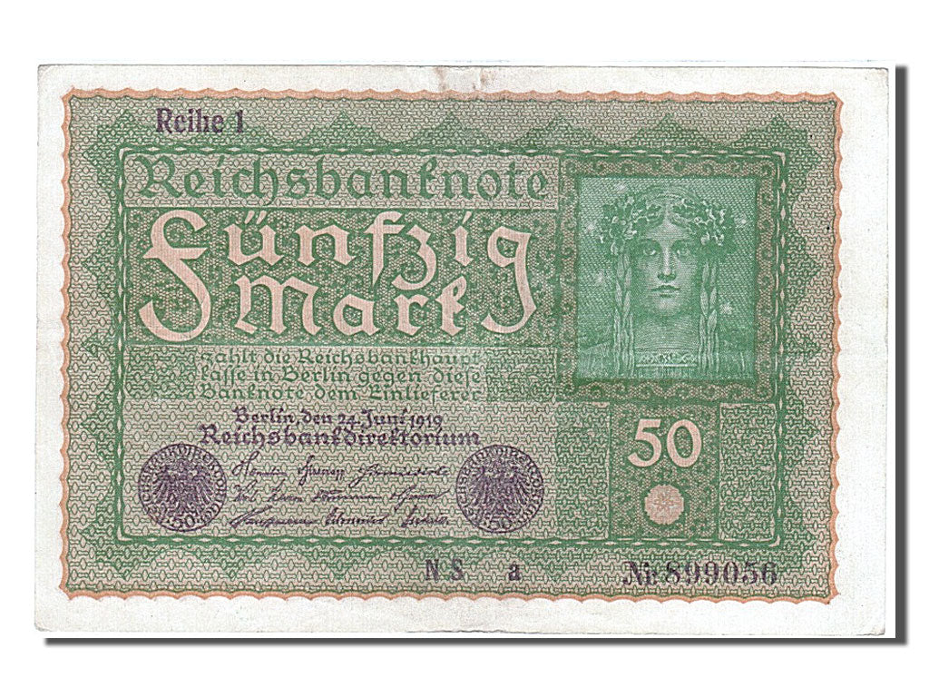 Banknote, Germany, 50 Mark, 1919, 1919-06-24, AU(55-58)