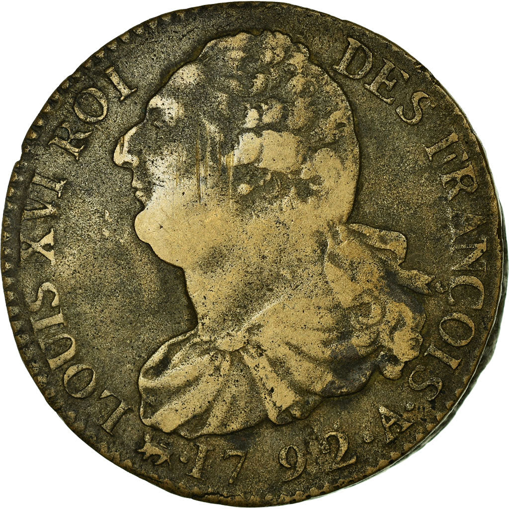 França, 2 Sols, 2 sols françois, 1792, Paris, Bronze, EF(40-45), Gadoury:25