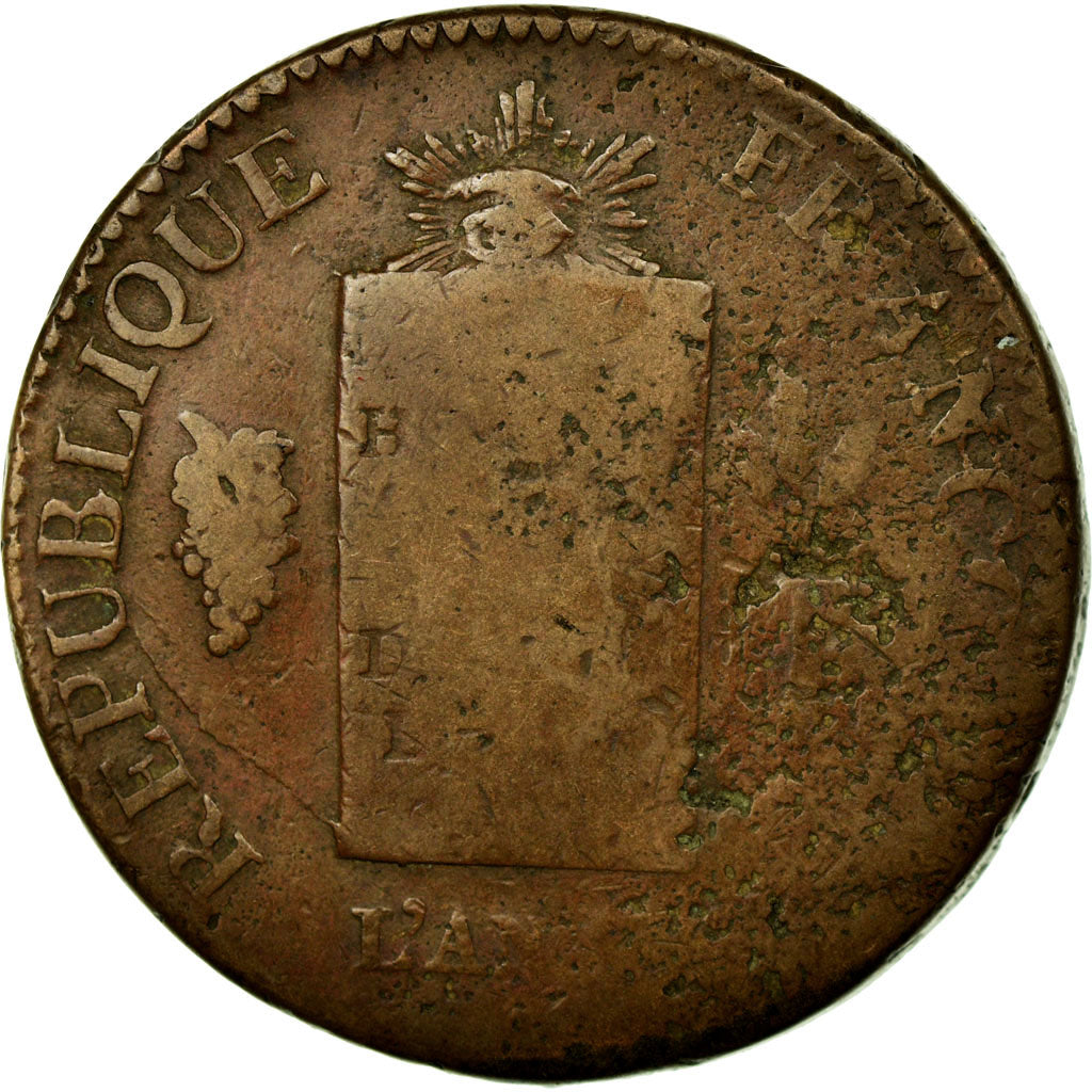 Francia, 2 Sols, 2 sols aux balances daté, 1793, Strasbourg, Bronce, BC