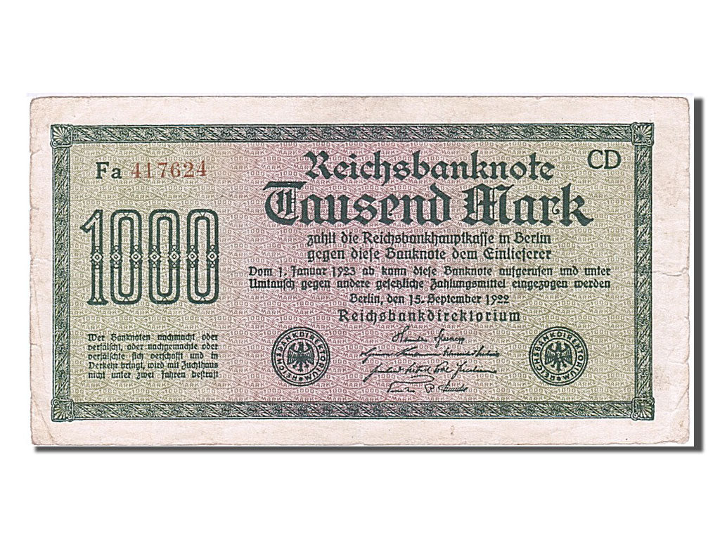 Geldschein, Deutschland, 1000 Mark, 1922, 1922-09-15, SS