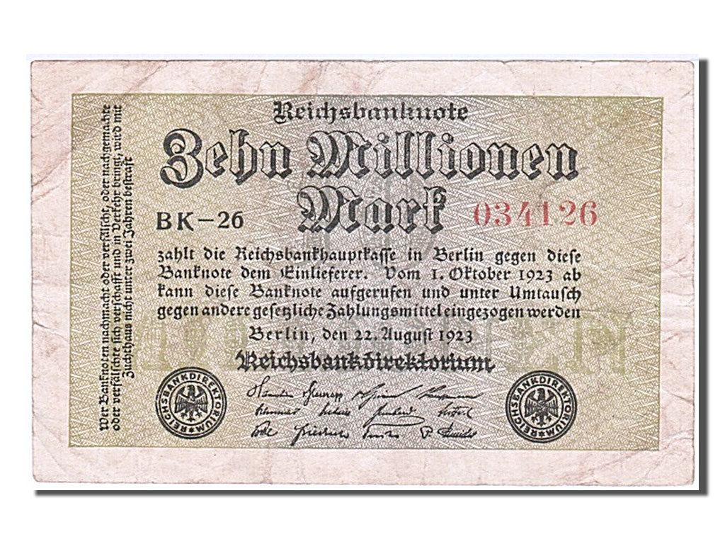 Banknote, Germany, 10 Millionen Mark, 1923, 1923-08-22, VF(30-35)