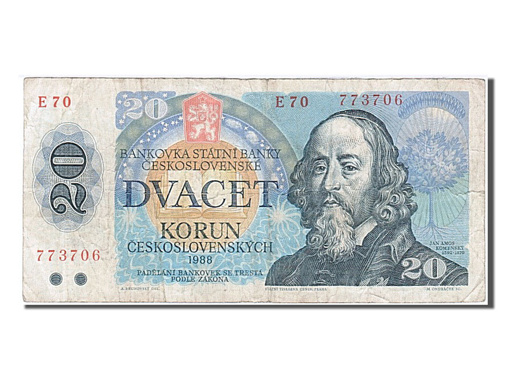 Banknote, Czechoslovakia, 20 Korun, 1988, EF(40-45)