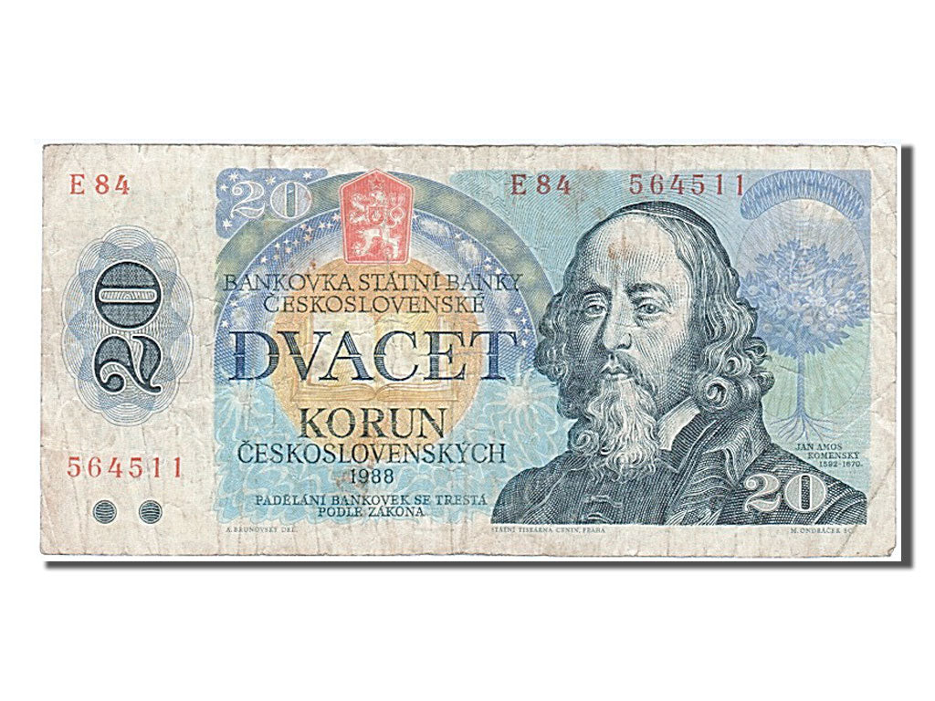 Banknote, Czechoslovakia, 20 Korun, 1988, VF(30-35)