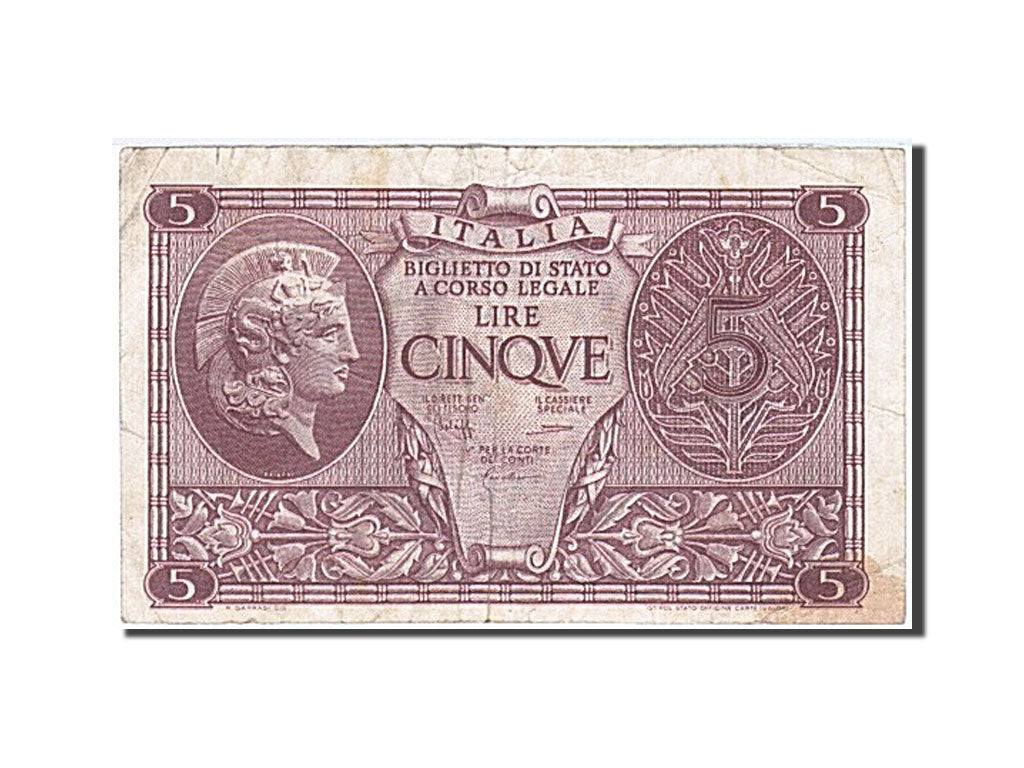 Billete, 5 Lire, 1944, Italia, 1944-11-23, BC+
