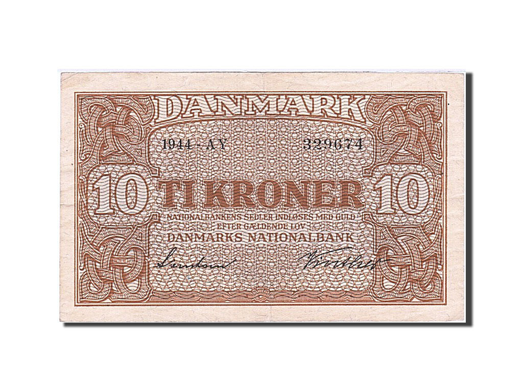 Geldschein, Dänemark, 10 Kroner, 1944, VZ+
