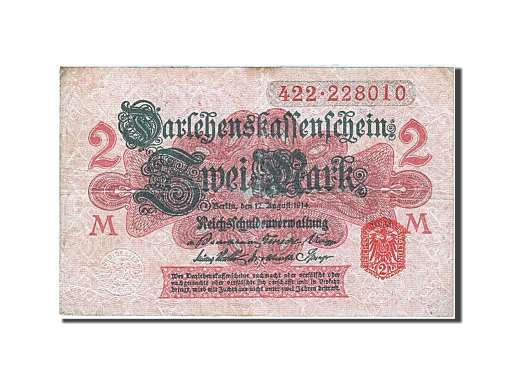 Banknote, Germany, 2 Mark, 1914, 1914-08-12, EF(40-45)