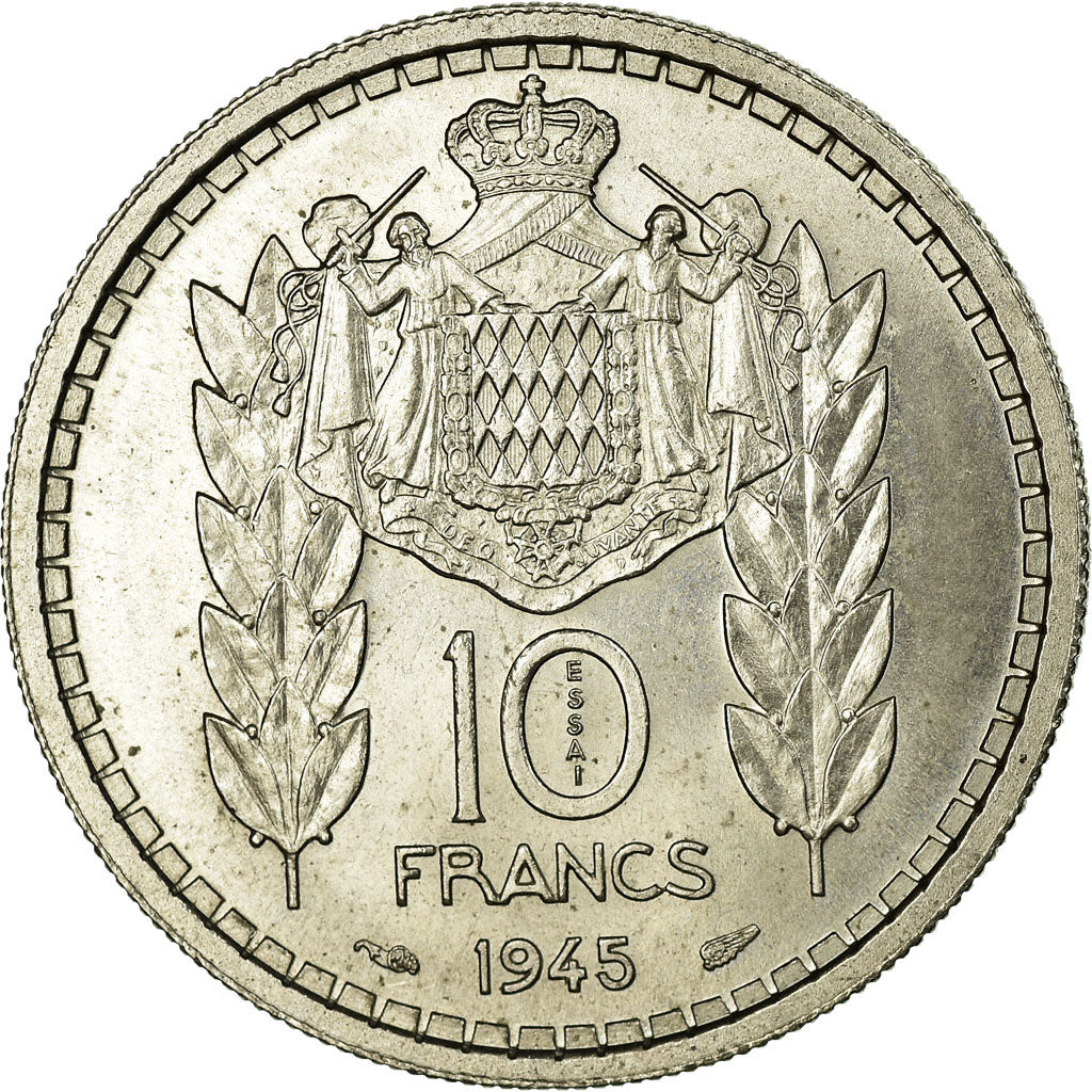 Monaco, 10 Francs, 1945, Copper-nickel, MS(60-62), Gadoury:136