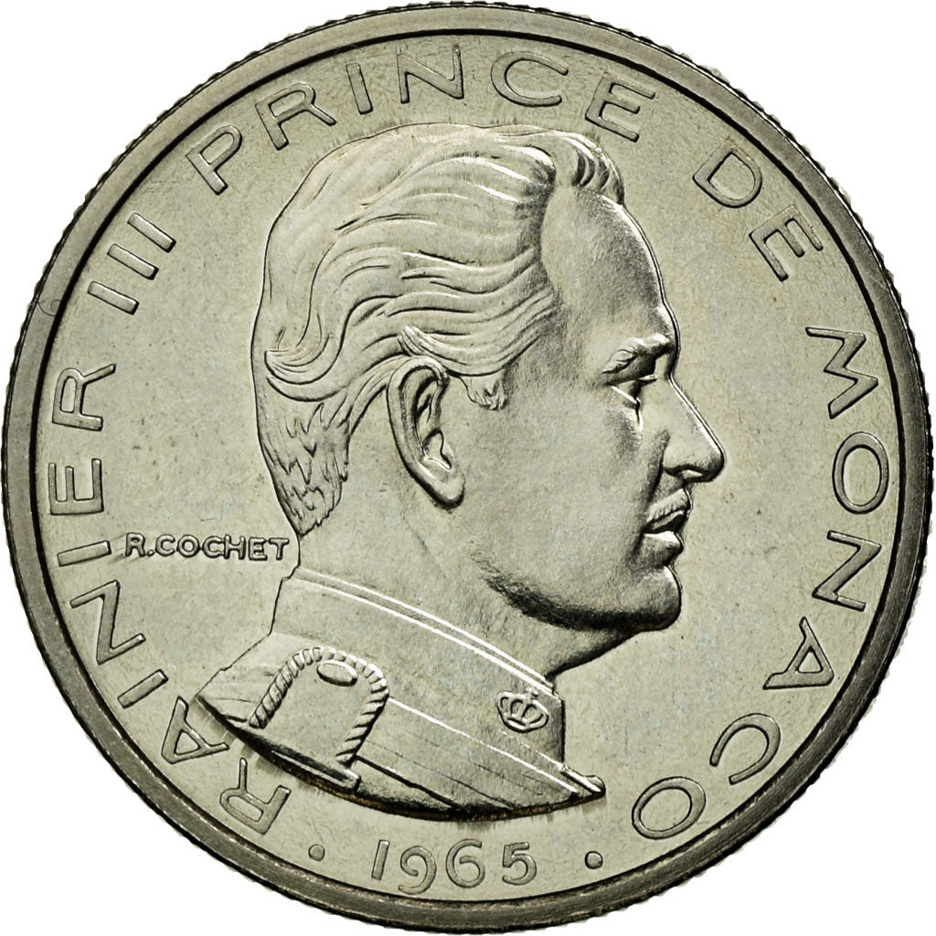 Monaco, 1/2 Franc, 1965, Nickel, MS(60-62), Gadoury:149