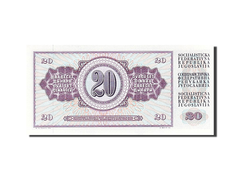 Geldschein, Jugoslawien, 20 Dinara, 1978, UNZ