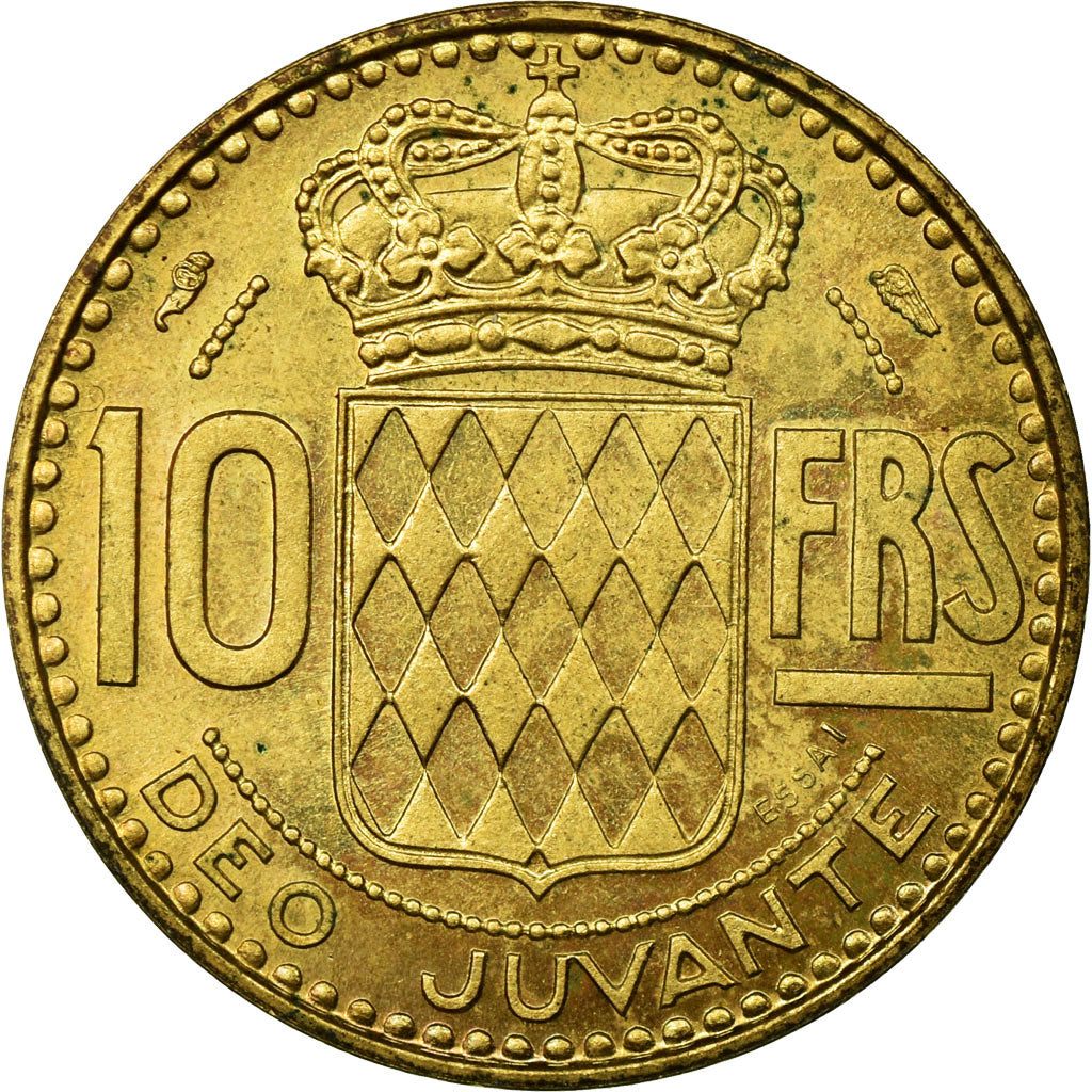 Monaco, 10 Francs, 1950, Aluminium-Bronze, VZ, Gadoury:139