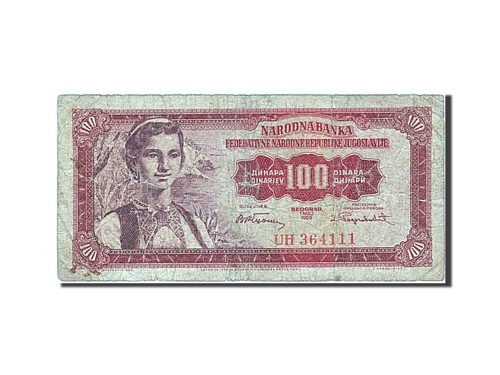 Banknote, Yugoslavia, 100 Dinara, 1955, 1955-05-01, F(12-15)