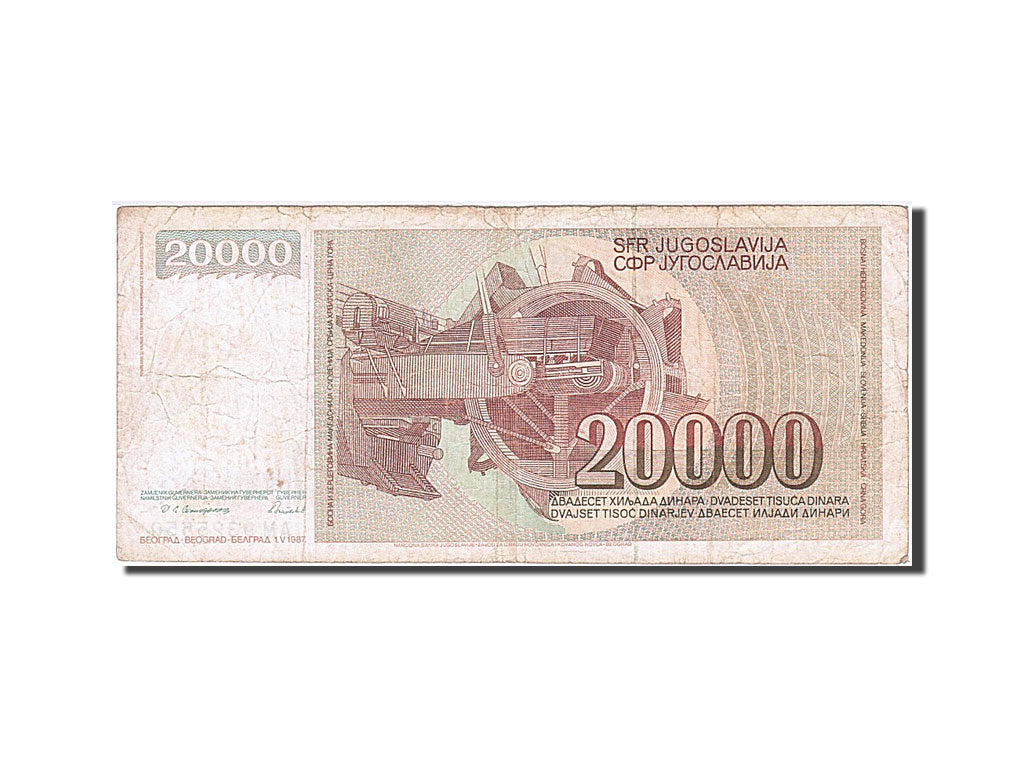 Banknote, Yugoslavia, 20,000 Dinara, 1987, 1987-05-01, VF(30-35)