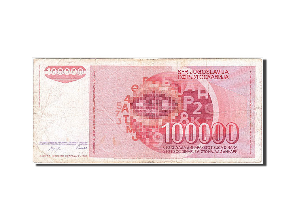 Billet, Yougoslavie, 100,000 Dinara, 1989, 1989-05-01, TB+
