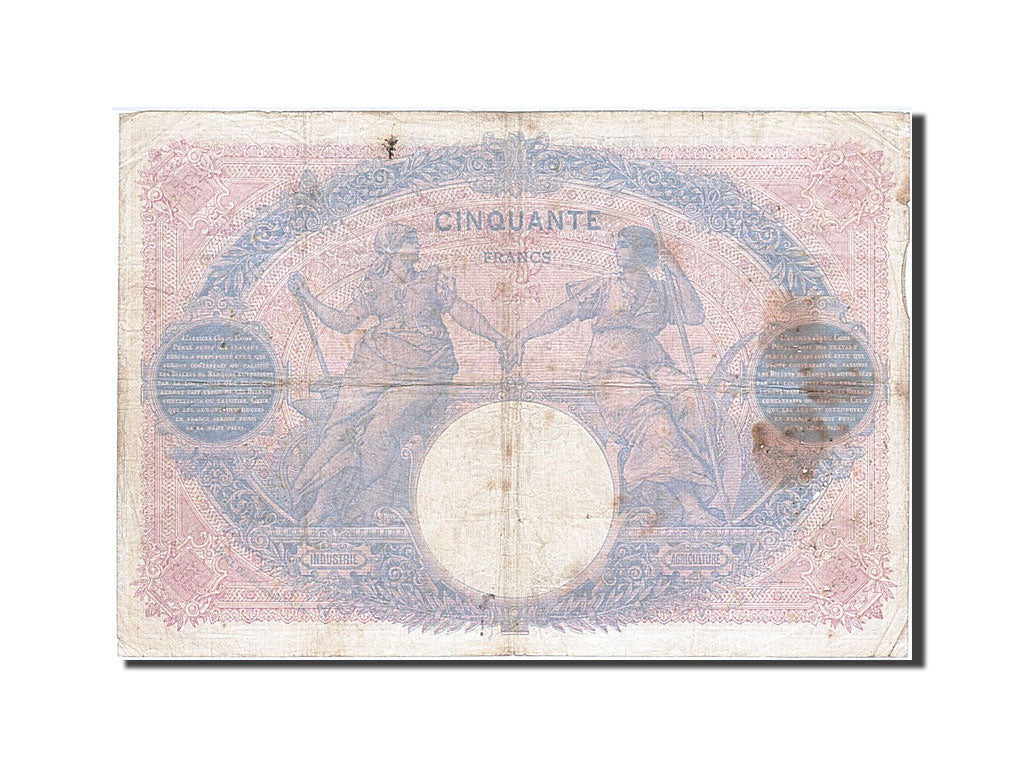 Geldschein, Frankreich, 50 Francs, 50 F 1889-1927 ''Bleu et Rose'', 1911