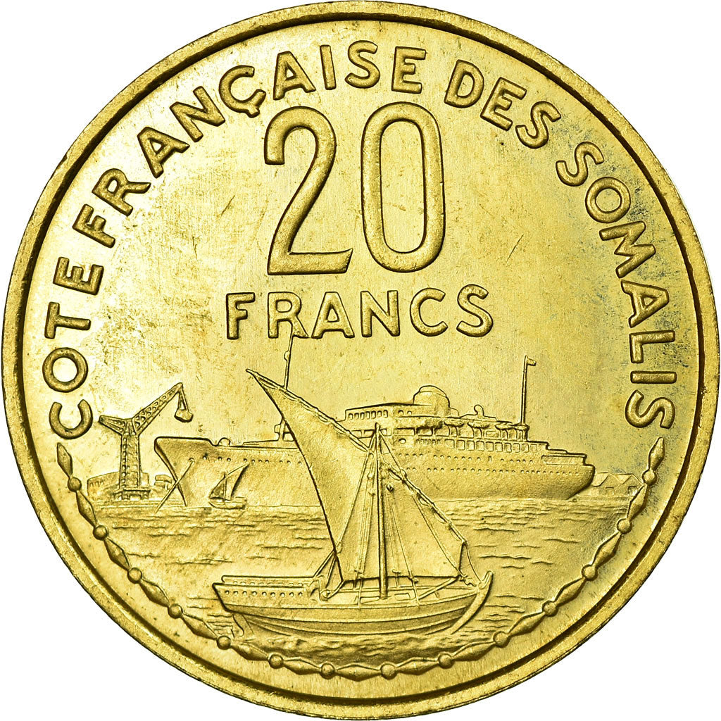 French Somaliland, 20 Francs, 1952, Paris, Aluminum-Bronze, MS(65-70)