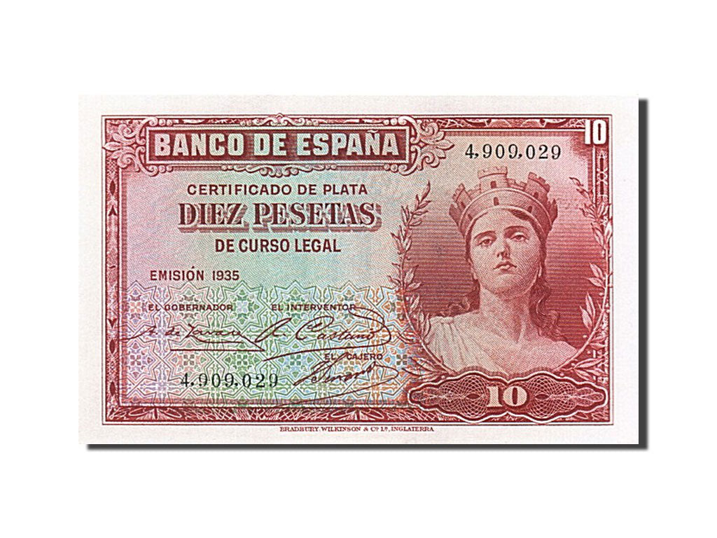 Banknote, Spain, 10 Pesetas, 1935, UNC(65-70)