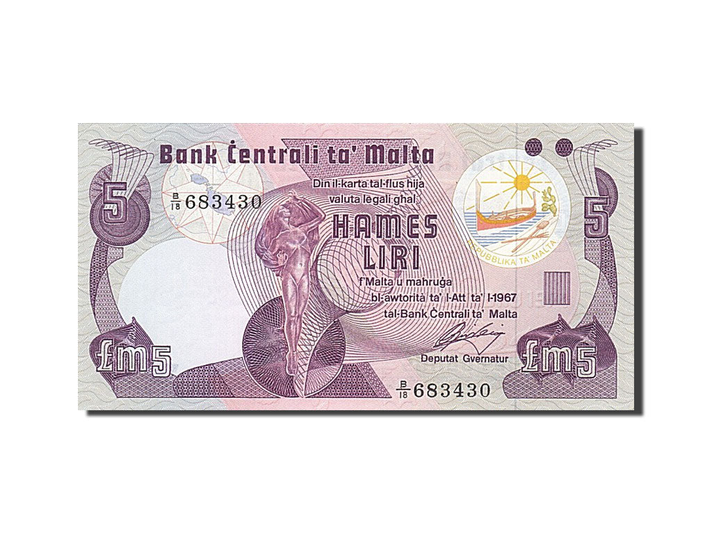 Banknot, Malta, 5 Liri, 1979, UNC(65-70)