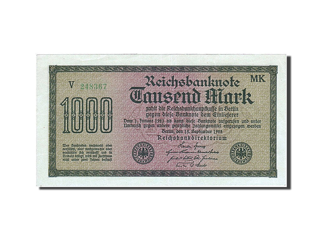 Banknote, Germany, 1000 Mark, 1922, 1922-09-15, UNC(60-62)