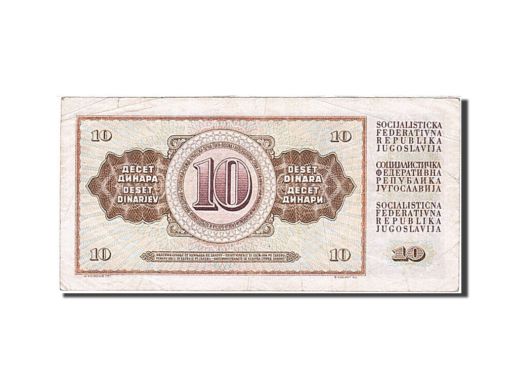 Banknote, Yugoslavia, 10 Dinara, 1968, 1968-05-01, VF(20-25)