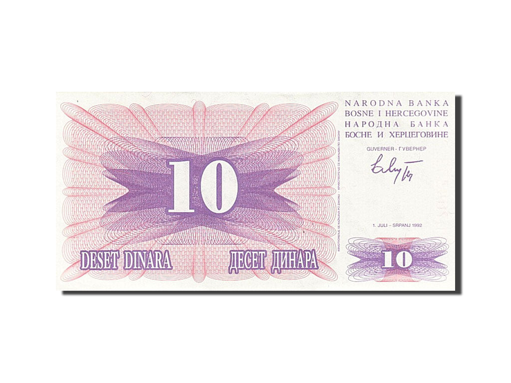 Banknot, Bośnia-Hercegowina, 10 Dinara, 1992, 1992-07-01, UNC(63)