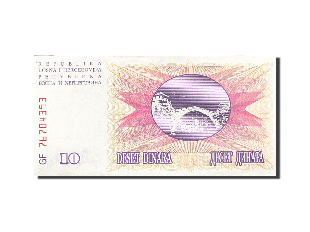 Banknot, Bośnia-Hercegowina, 10 Dinara, 1992, 1992-07-01, UNC(63)