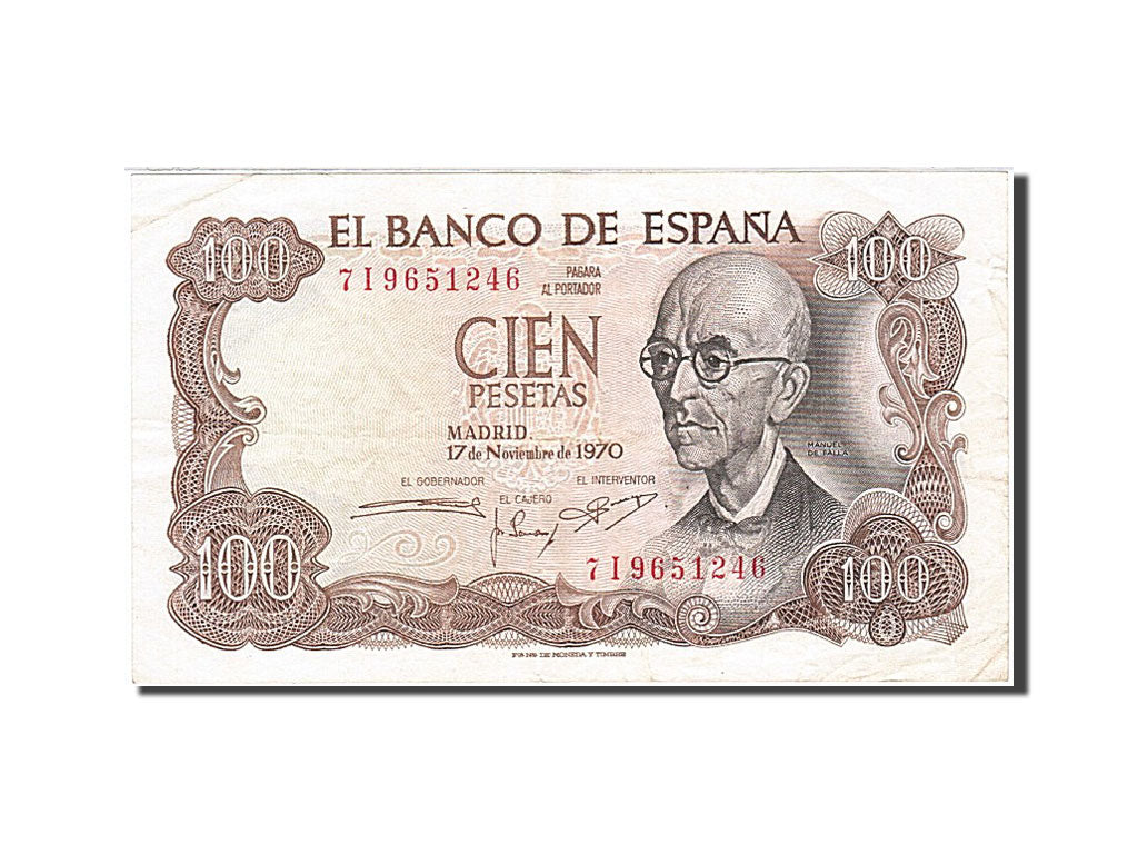 Biljet, Spanje, 100 Pesetas, 1970, 1970-11-17, TTB