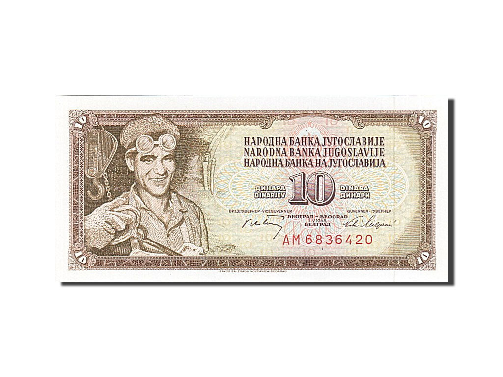 Banconote, Iugoslavia, 10 Dinara, 1968, 1968-05-01, FDS
