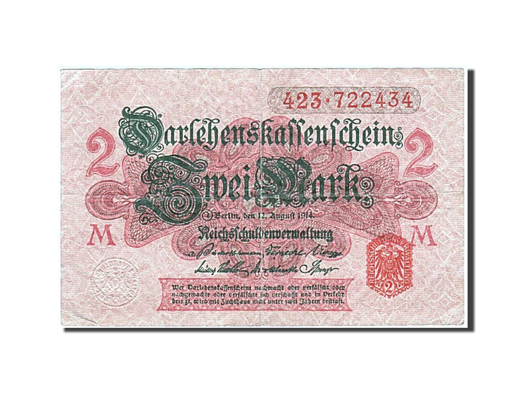 Biljet, Duitsland, 2 Mark, 1914, 1914-08-12, TB