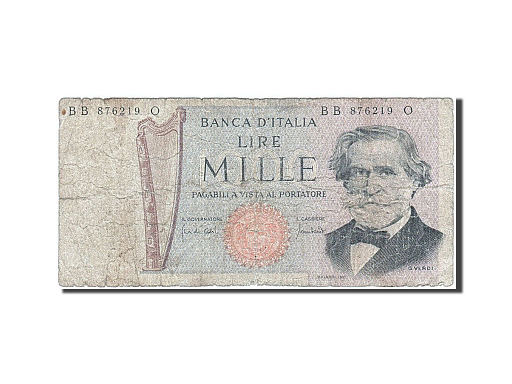 Banknot, Włochy, 1000 Lire, 1969, VG(8-10)