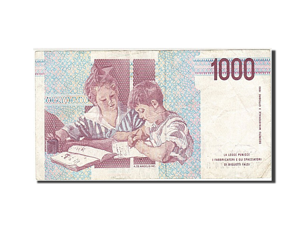 Geldschein, Italien, 1000 Lire, 1990, S+