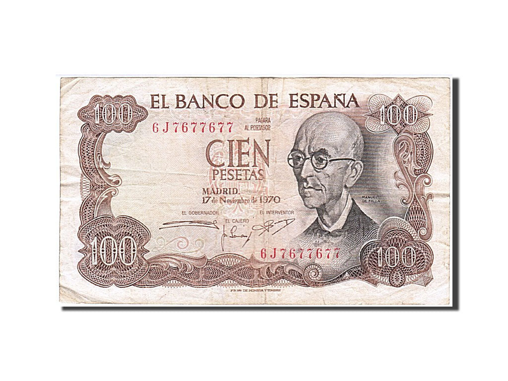 Banknote, Spain, 100 Pesetas, 1970, 1970-11-17, VF(20-25)