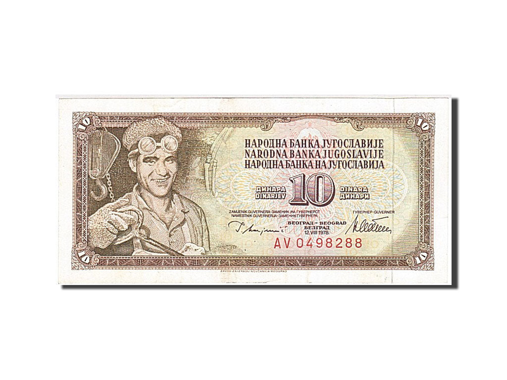 Banconote, Iugoslavia, 10 Dinara, 1978, 1978-08-12, BB+